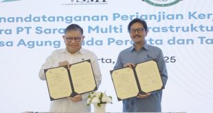 Jaksa Agung Muda Perdata dan Tata Usaha Negara (Jamdatun) R. Narendra Jatna pada acara penandatanganan Perjanjian Kerja Sama antara Kejaksaan Agung dan PT Sarana Multi Infrastruktur (Persero), di Gedung Sahid Sudirman Center, Jakarta Pusat, pada Rabu, 9 Juli 2025.