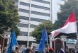 Puluhan aktivis mahasiswa dari Gerakan Mahasiswa Kristen Indonesia Cabang Jakarta (GMKI Jakarta) menggeruduk kantor Menteri Agama di Jalan Lapangan Banteng Barat No. 3-4 Jakarta Pusat, Rabu, 16 Juli 2025.